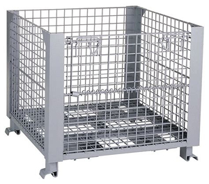 Collapsible Warehouse Storage Cage Heavy Duty Galvanized Folding Wire Mesh Container