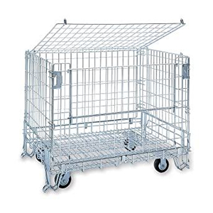  Galvanized Warehouse Collapsible Wire Mesh Storage Cage Containers Folding Wire Container 